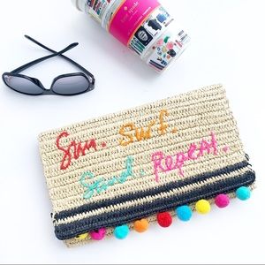 Rebecca Minkoff beach straw clutch